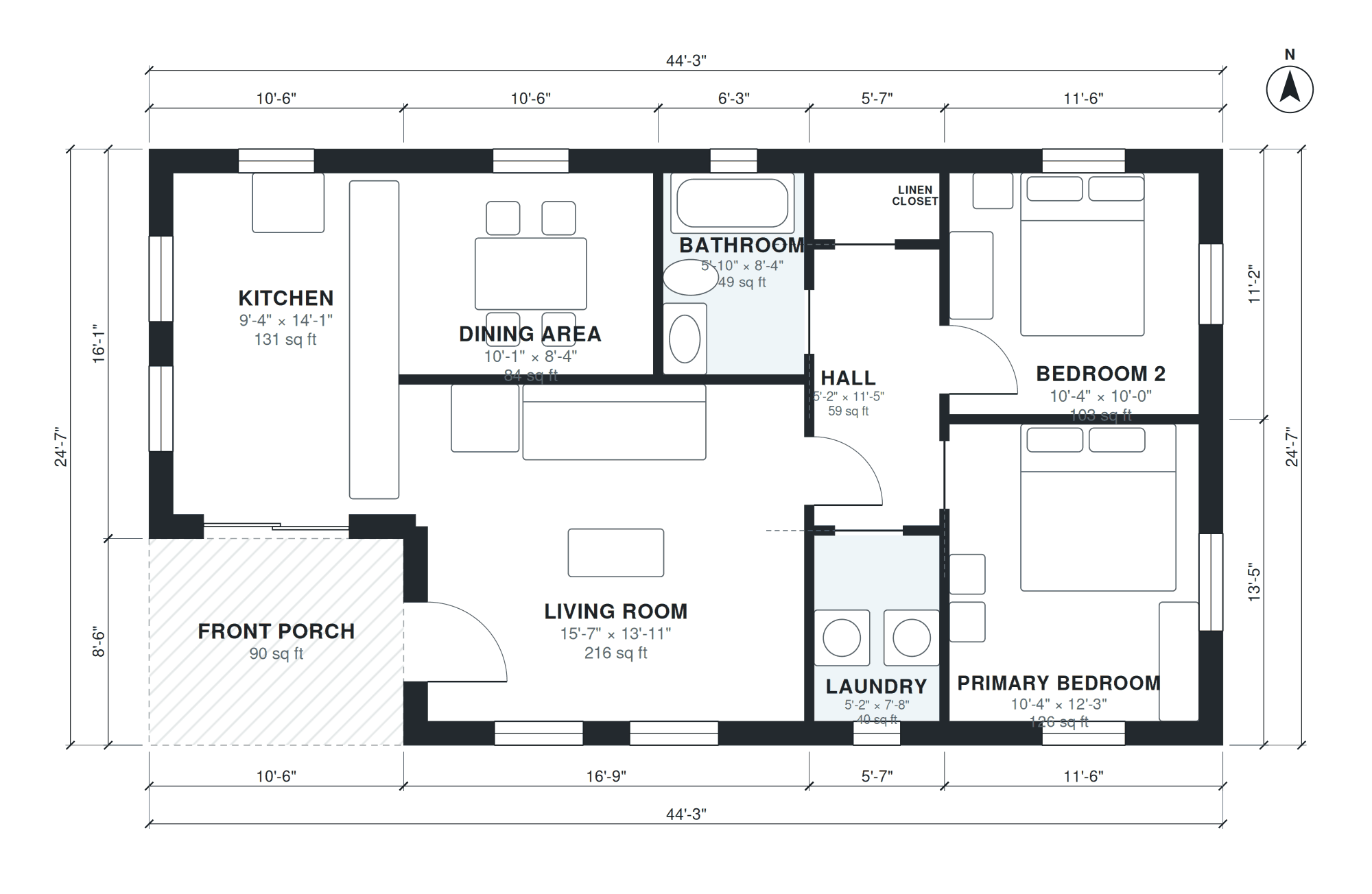 1000 sq ft house floor plan with dimensions