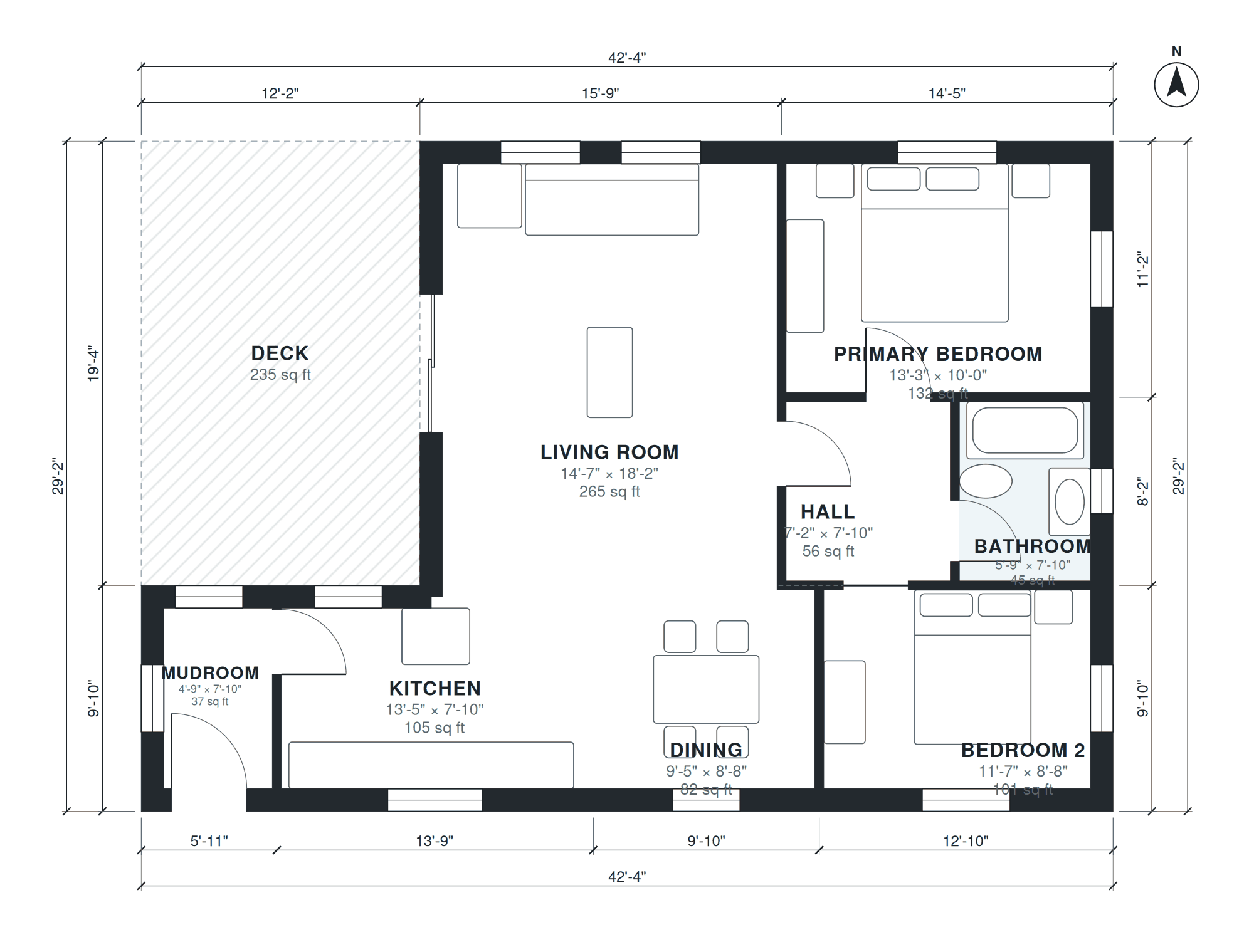 Cabin floor plan with dimensions